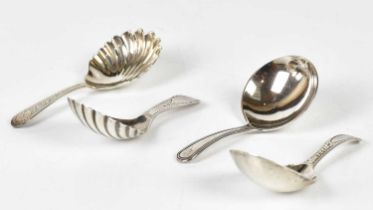 EDWARD MAYFIELD; a George III hallmarked silver caddy spoon with shell shaped bowl and bright cut