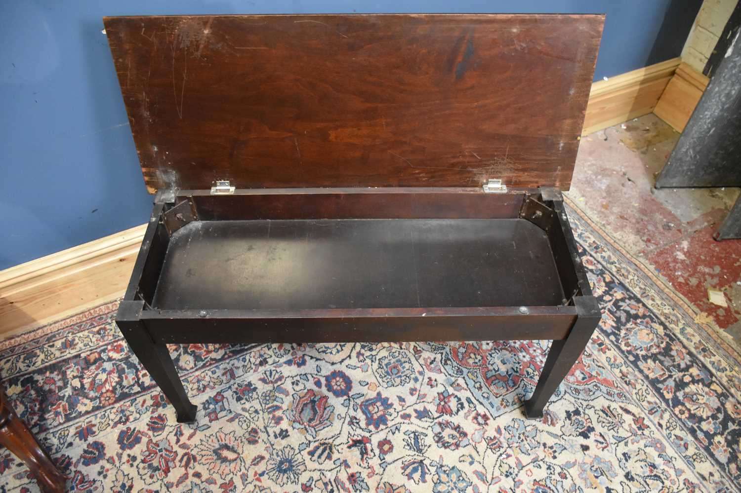 A Victorian mahogany rectangular coffee table, width 91cm, a modern coffee table with hinged top and - Image 4 of 4