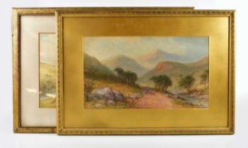 LEON LEWIS; two watercolours, both of rural landscapes, both signed and dated lower left, larger