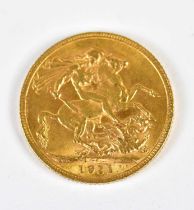 A George V full sovereign, 1911. Condition Report: Light wear but good condition.