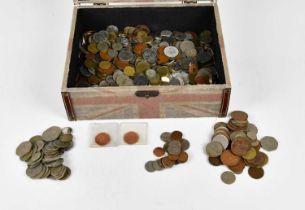 A collection of foreign coins.