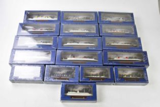 ATLAS COLLECTIONS; a group of seventeen boxed model ships, to include HMT Mauretania, HMT Olympic,