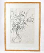 † AUDREY WALKER (1928-2020); pencil, 'White Lilies', signed and dated 2013, 54 x 36cm, framed and
