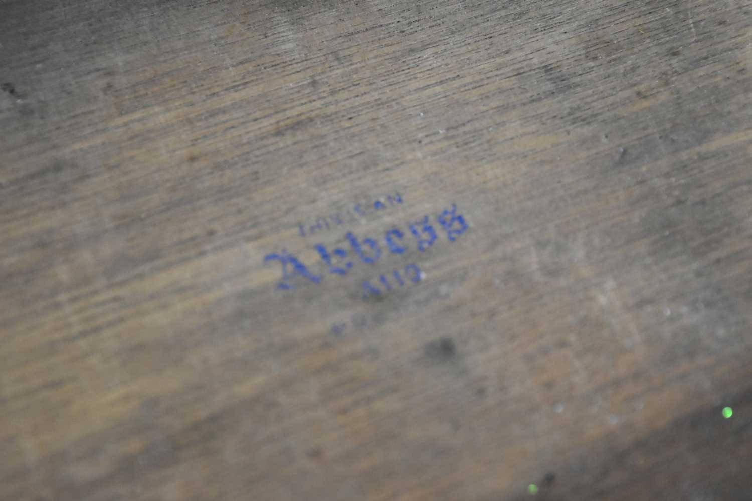 ABBESS; an oak knee-hole desk, with an arrangement of seven drawers, on rounded square legs, - Image 3 of 6