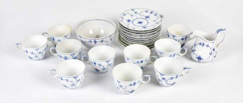 ROYAL COPENHAGEN; a part tea service in the 'Blue Flute' pattern. Condition Report: One saucer