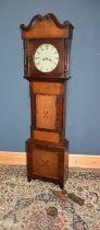 An early 19th century eight day longcase clock, the painted dial set with Arabic numerals and