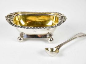 THOMAS WALKER OR THOMAS WOOLFIELD; a George III hallmarked silver open salt with cast beaded rim and