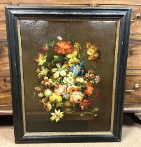 UNATTRIBUTED; a 19th century oil on canvas, still life study of flowers, unsigned, 74 x 60cm,