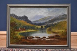 JOHN SEYMOUR; oil on canvas, 'Stepping Stones on Betwys-y-Coed', signed lower right, 50 x 75cm,