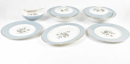 ROYAL DOULTON; dinnerware in the 'Rose Elegans' pattern, to include two plates, a sauce boat, a