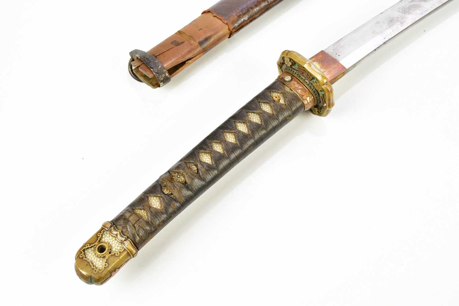 A Japanese WWII army officer's Katana type 98 sword, with shagreen grip and gilt metal terminal, and - Image 2 of 18
