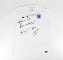 ENGLAND; a signed Top Scorer football shirt, signed to the front by Owen, Greaves, Rooney,