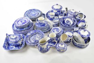 SPODE; a collection of 'Italian' pattern blue and white ceramics including various plates, lidded
