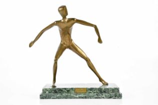 † JOHN MULVEY (born 1939); a bronze sculpture, 'Discus Thrower', on rectangular marble plinth