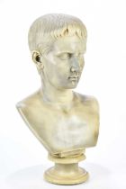 A decorative composite marble effect bust of Napoleon, on socle, height 51cm.