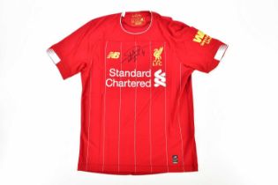 VIRGIL VAN DIJK; a Liverpool Premier League Winners signed football shirt, signed to the front, size