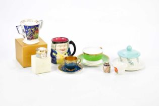 A small mixed lot of ceramics including a miniature Royal Crown Derby jar and cover, Royal Worcester