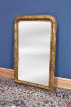A 19th century French Louis Philippe gilt framed wall mirror with original plate glass and pine