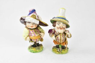 A pair of Bloor Derby 'Mansion House' dwarfs, each with painted marks to base and incised number