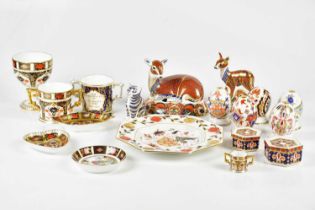 ROYAL CROWN DERBY; a collection of animal form paperweights and assorted ceramics, including heart
