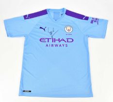 DAVID SILVA; an autographed replica Manchester City jersey 125 years, with certificate of