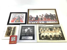 MANCHESTER UNITED; a small collection of ephemera including a VIP book containing various autographs