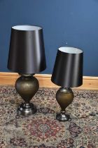 Two decorative silvered table lamps, height of larger example 68cm (2).