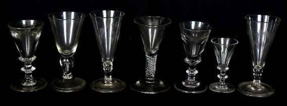 A collection of 19th century glassware including an ale glass with double knop stem, a similar