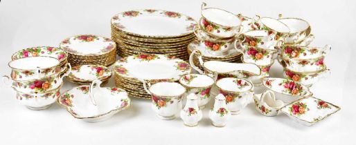 ROYAL ALBERT; a collection of 'Old Country Roses' pattern tea and dinnerware, to include nine