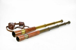 Two leather mounted telescopes including a Broadhurst Clarkson & Co five drawer example (2).