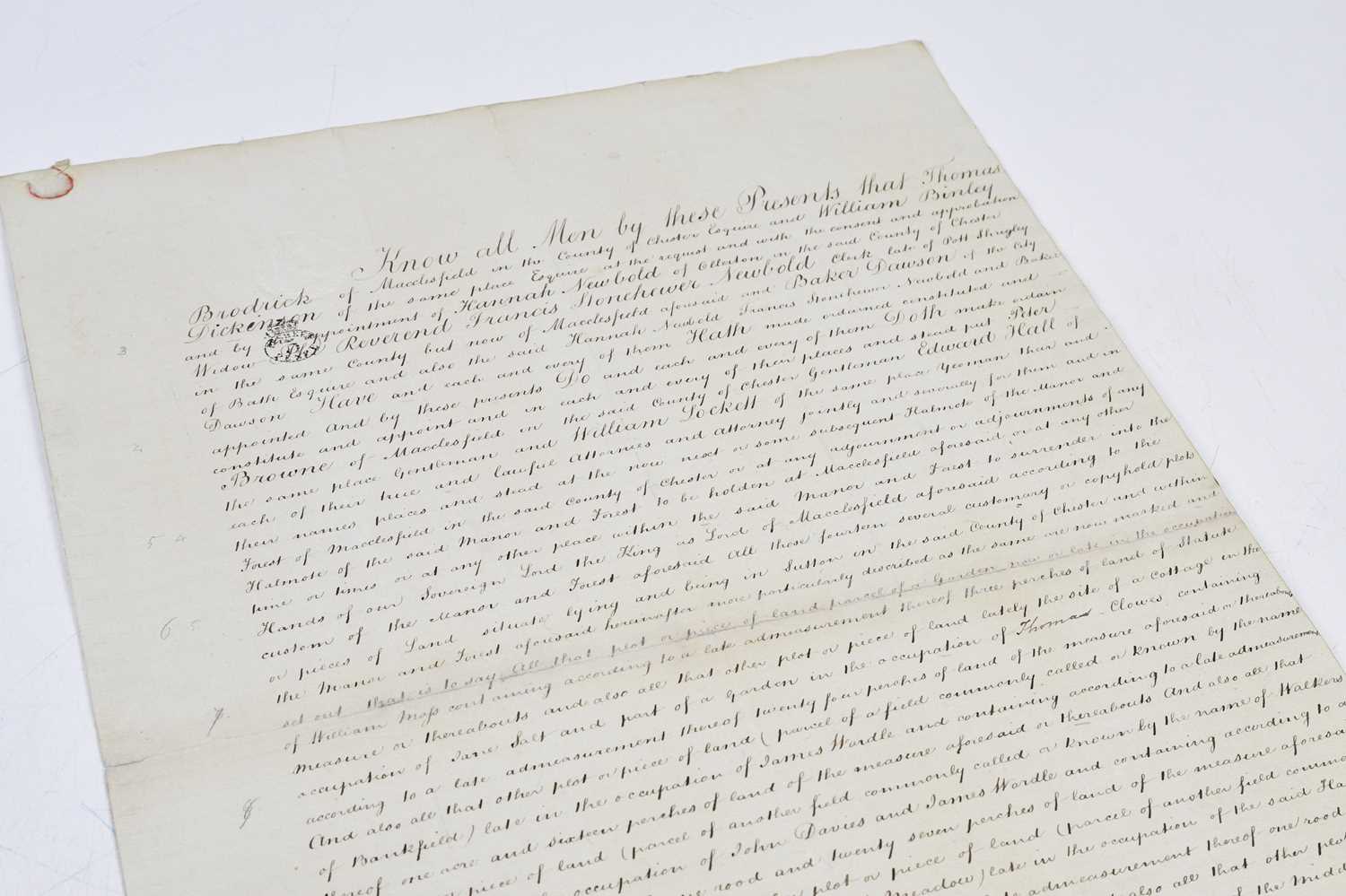 MACCLESFIELD INTEREST; an early 19th century hand written legal document for customary or copyhold - Image 8 of 9