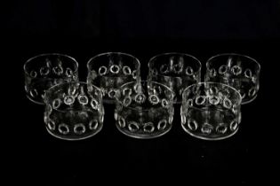 RIEDEL; a collection of seven "evergreen" pattern glass bowls.