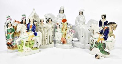 STAFFORDSHIRE; a collection of 19th century and later figures to include, 'Tom King', 'Princess
