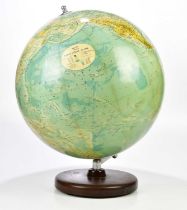 PHILIPS; a 19inch terrestrial globe on wooden plinth base, height 60cm.