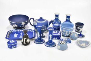 WEDGWOOD; a collection of 19th century and later Jasperware including a dressing table set etc.