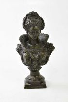 An early 20th century bronzed spelter bust of Queen Victoria, height 22cm.