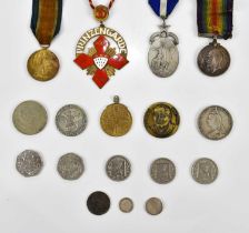 Two WWI medals comprising a 14/18 Medal and the Victory Medal awarded Gnr R. H. Stephens Royal