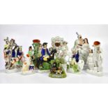 STAFFORDSHIRE; a collection of 19th century and later figures to include 'Tom King', 'Dick