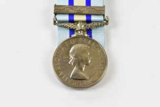 An Elizabeth II Royal Oberver Corps Medal, with second award clasp, with associated box, lapel