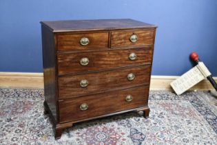 A Victorian mahogany chest of two short over three long drawers, height 106cm, width 110cm, depth