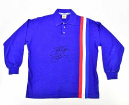 SYLVESTER STALLONE; an 'Escape to Victory' Toffs retro style long sleeve shirt, signed to front,