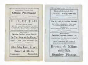 MACCLESFIELD FOOTBALL CLUB; two early season programmes comprising season 1929/30 and 1930/31,