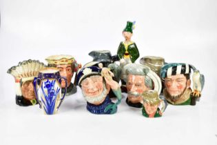 ROYAL DOULTON; a collection of character jugs including ' The Poacher' D6429, 'Long John Silver'