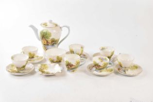 SHELLEY; a 'Old Mill' pattern tea service, to include a teapot, a cream jug, a sugar bowl, six cups,