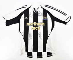 NEWCASTLE UNITED; a 2005 football shirt, signed to the front by Shearer, Robson, McDonald and