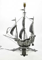 A decorative modern table lamp modelled as a galleon, height 83cm.