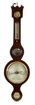 A 19th century mahogany wheel barometer with silvered dial, height 97cm.