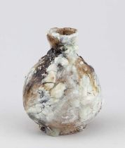 AKIKO HIRAI (born 1970); a stoneware sake bottle with highly textured surface covered in porcelain