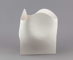 † ASHRAF HANNA (born 1967); an altered earthenware vessel with undulating rim, triangular base and