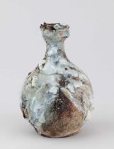 AKIKO HIRAI (born 1970); a stoneware sake bottle with highly textured surface covered in porcelain